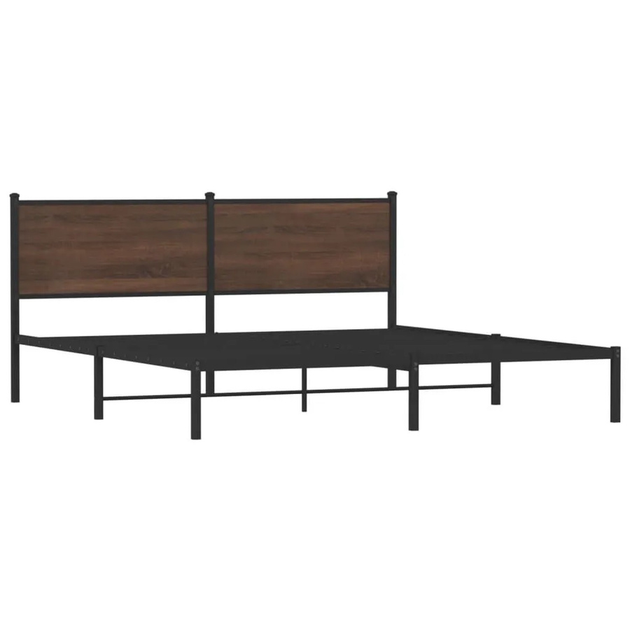 vidaXL Metallbett in Eiche Braun ohne Matratze B/T/H: 180 x 200 x 91,5 cm - Bild 2