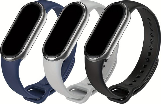 3er Pack Silikonarmband für Xiaomi Band 8 9 10 von Lusili in Schwarz für Unisex - Bild 1