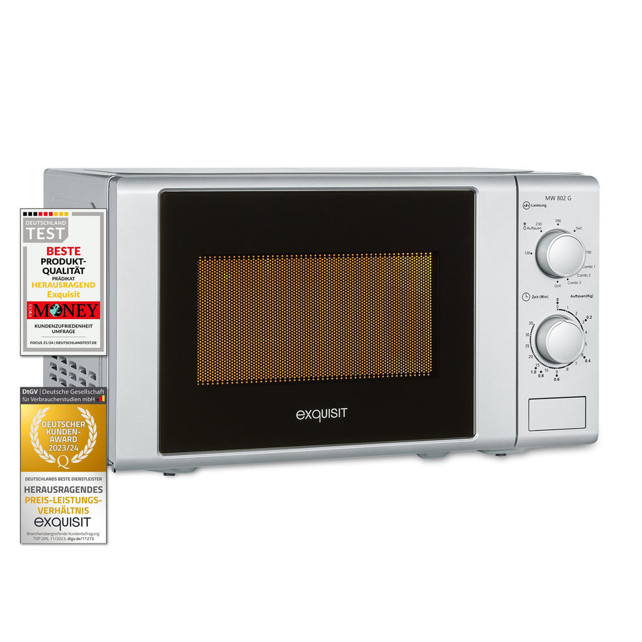 Exquisit MW 802 Gsi Mikrowelle mit Grill in Silber, B/T/H: 43,9 x 34,0 x 34,0 cm - Bild 2