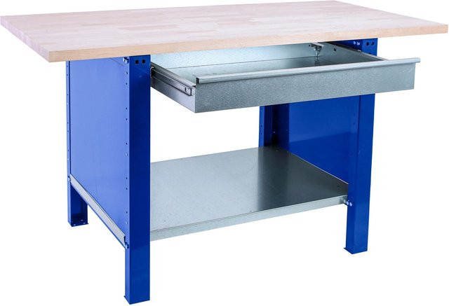 PROREGAL Werkbank BUFFALO WOOD mit 1 Schublade, Blau, H x B x T: 86,5 x 150 x 75 cm, Traglast 1000 kg - Bild 1