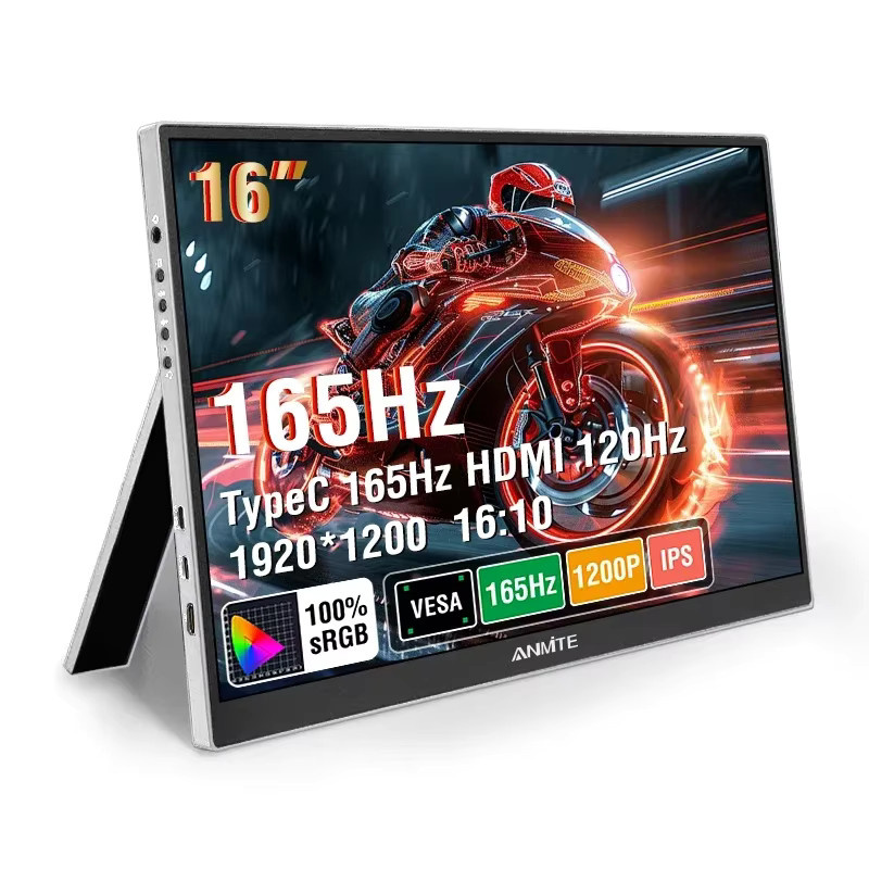 Anmite Portabler 16 Zoll Monitor mit 144Hz, 1920x1200 Auflösung, 100% sRGB und 300 cd/m² Helligkeit für Laptops und Mobiltelefone - Bild 6