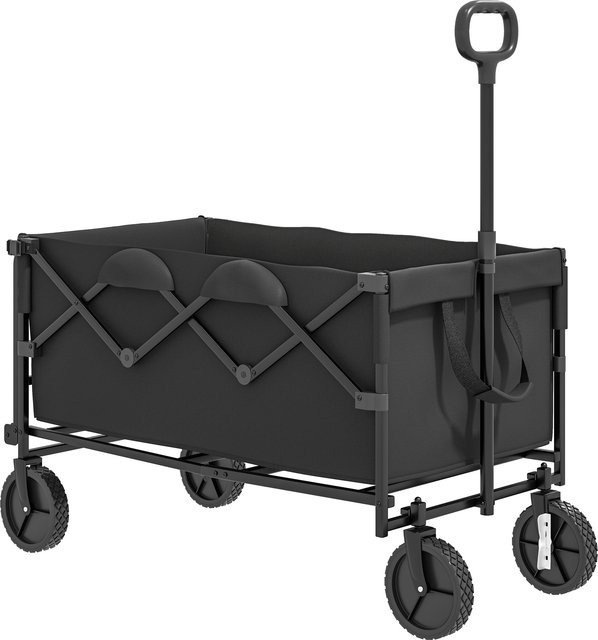 Outsunny Klappbarer Gartenwagen mit herausnehmbarer Plane in Schwarz, 160 Liter Fassungsvermögen, bis zu 100 kg belastbar - Bild 1