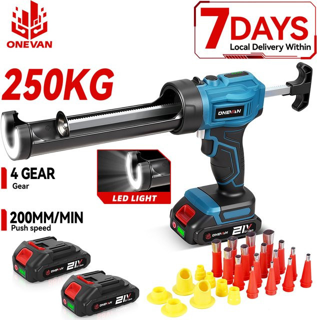 ONEVAN Akku-Kartuschenpistole Blau, Schnurlose elektrische Glasklebepistole kompatibel mit Makita 18V Akku - Bild 1