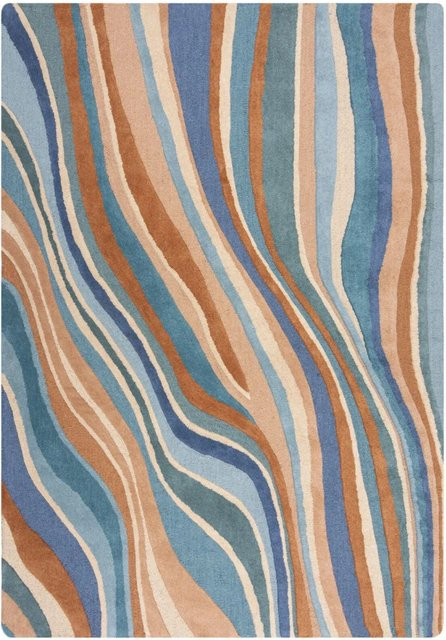 Flair Rugs Wollteppich Abstract Flow in Blau-Beige B/B: 200 x 290 cm - Bild 1