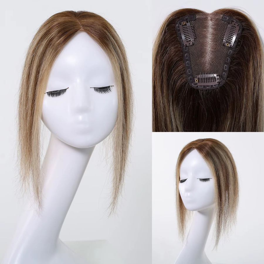 HAIRCUBE Remy Echthaar-Topper, Dunkelbraun-Blond, 30,5 cm, Damen - Bild 2