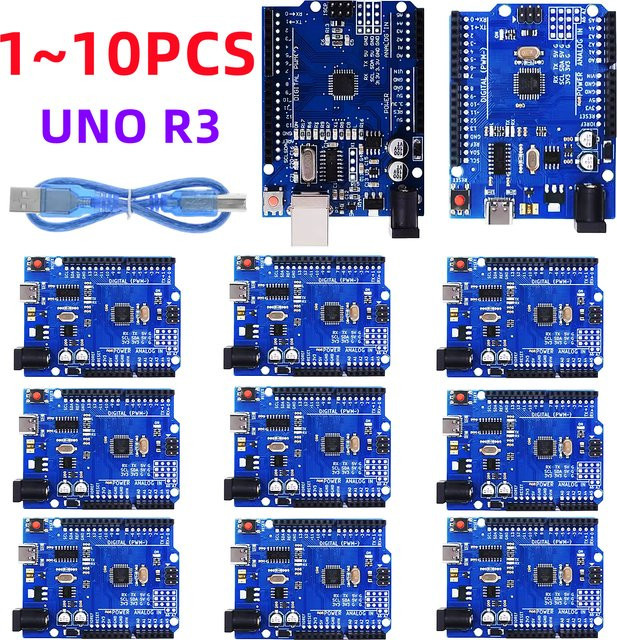 HORNAXYS UNO R3 Entwicklungsboard mit ATMEGA328P-AU Chip und USB-C oder Micro-USB Kabel in Blau - Bild 1