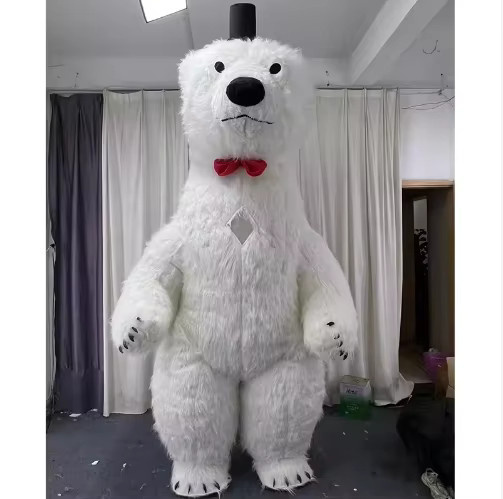 Potdemiel Rosa Stich Aufblaskostüm-Maskottchen, Panda & Eisbär-Anzug, Tiere, Rosa / Pink, Weiß, Plüsch / Textil - Bild 1
