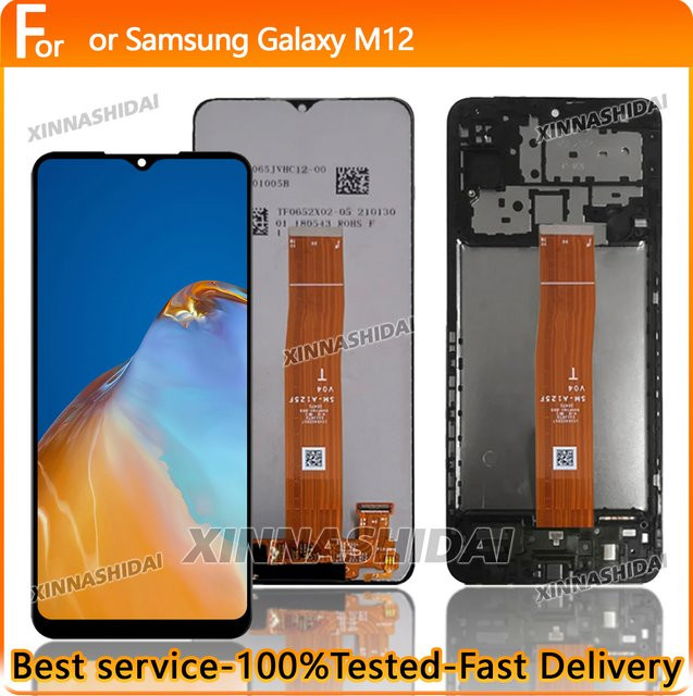 Samsung Galaxy M12 LCD Display Touchscreen Digitizer Montage in Schwarz - Bild 1