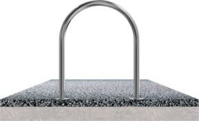 Schake Rundbügel aus Edelstahl in Silber mit Bodenplatten zum Aufdübeln, Höhe: 800 mm, Länge: 650 mm, Durchmesser: 48 mm - Bild 1