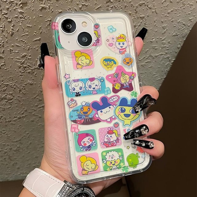 Cartoon-Spiel Tamagotchi Handyhülle für Samsung Galaxy S25 S24 S23 S22 S21 S20 S10 Note20 FE Ultra Plus 5G mit transparenter Rückseite in Grau - Bild 1