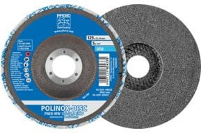 PFERD TOOLS POLINOX verpresste Vlies-Disc PNER, Farbe Grau, Durchmesser: 125 mm, Bohrung-Ø: 22,23 mm, Körnung: SIC Fein, Härtegrad: Mittelweich, für Finish-Arbeiten mit dem Winkelschleifer - Bild 1