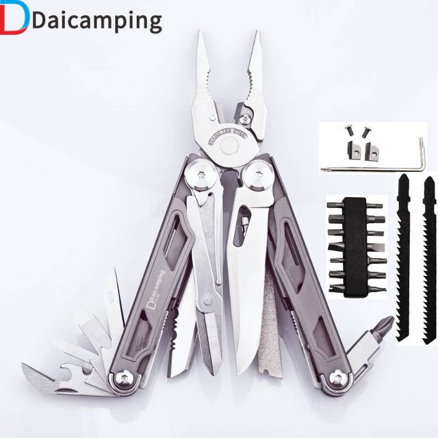 Daicamping DL30 Multitool Set aus Edelstahl in Silber mit austauschbarem Cutter und Überlebenszange - Bild 1
