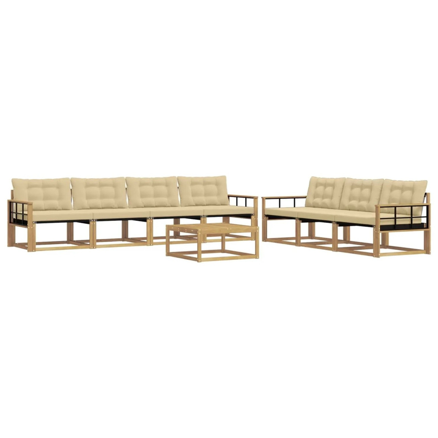 vidaXL Outdoor-Sofagarnitur 8-teilig aus Massivholz und Textilene in Weiß und Beige - Bild 2