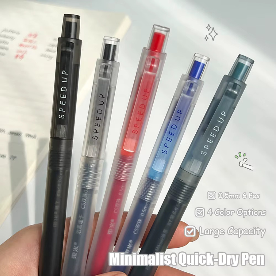 PHANTACI Gelschreiber Set mit großer Tintenkapazität, 6 Stück, 0,5 mm, schnell trocknend, Farben: Schwarz, Blau, Rot, Dunkelblau, transparent - Bild 4