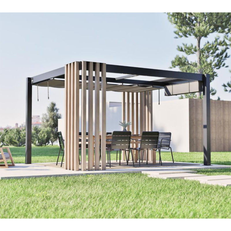 Sojag Pavillon Lito 1012 mit Sonnensegel in Schwarz-Grau, B/T/H: 378,5 x 302,3 x 234,5 cm - Bild 2