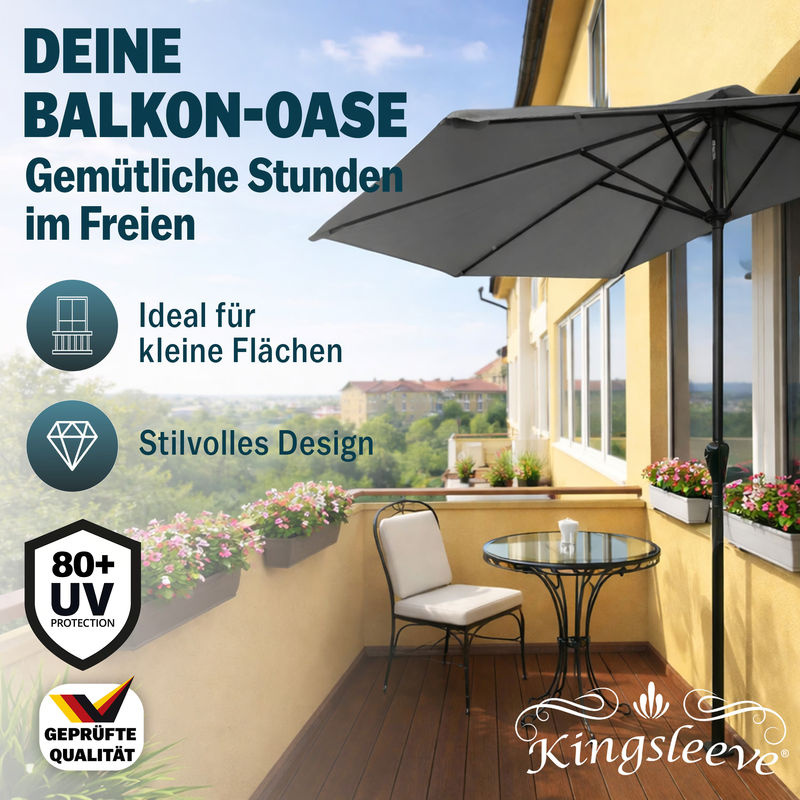 Kingsleeve Terrassen-Sonnenschirm in Anthrazit mit UV-Schutz 80+ und Stahlgestell - Bild 2