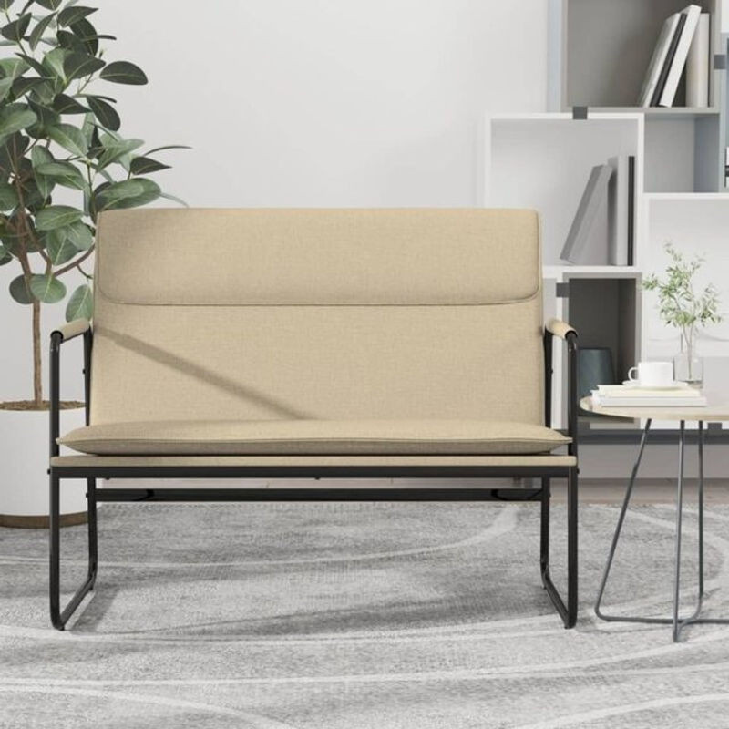 Sitzbank vidaxl in Beige und Weiß aus Stoff und Metall, Modern, B/T/H: 100 x 64 x 80 cm - Bild 1