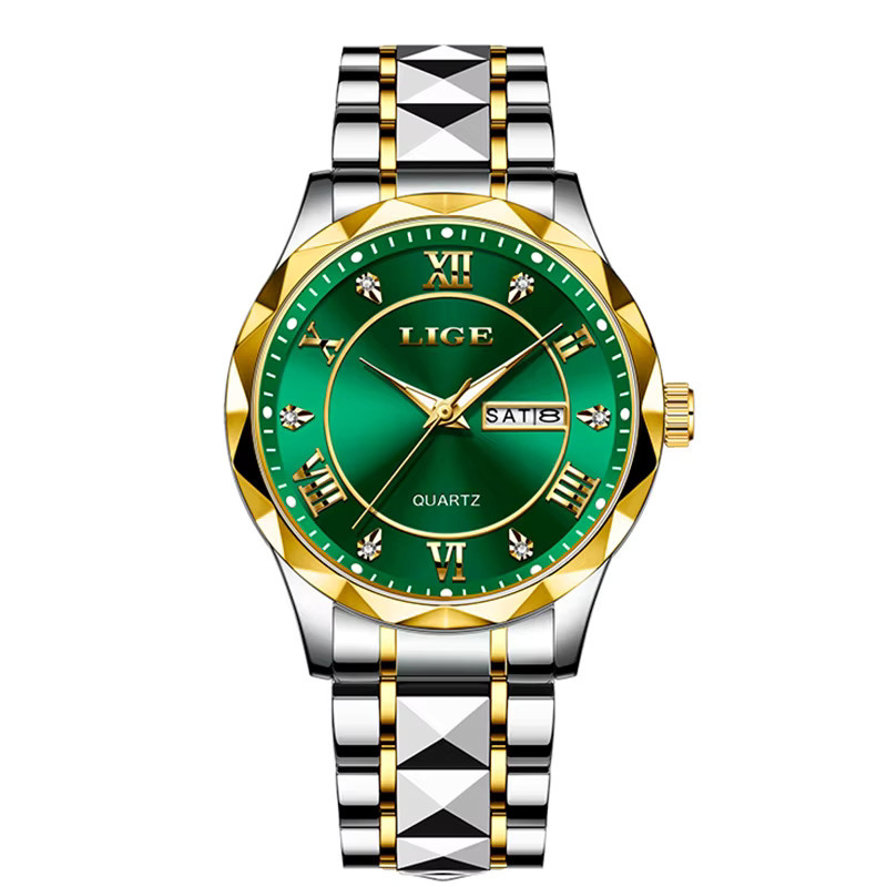 LIGE Armbanduhr, Quarz, Edelstahl, Silber, Grün, Herren - Bild 7
