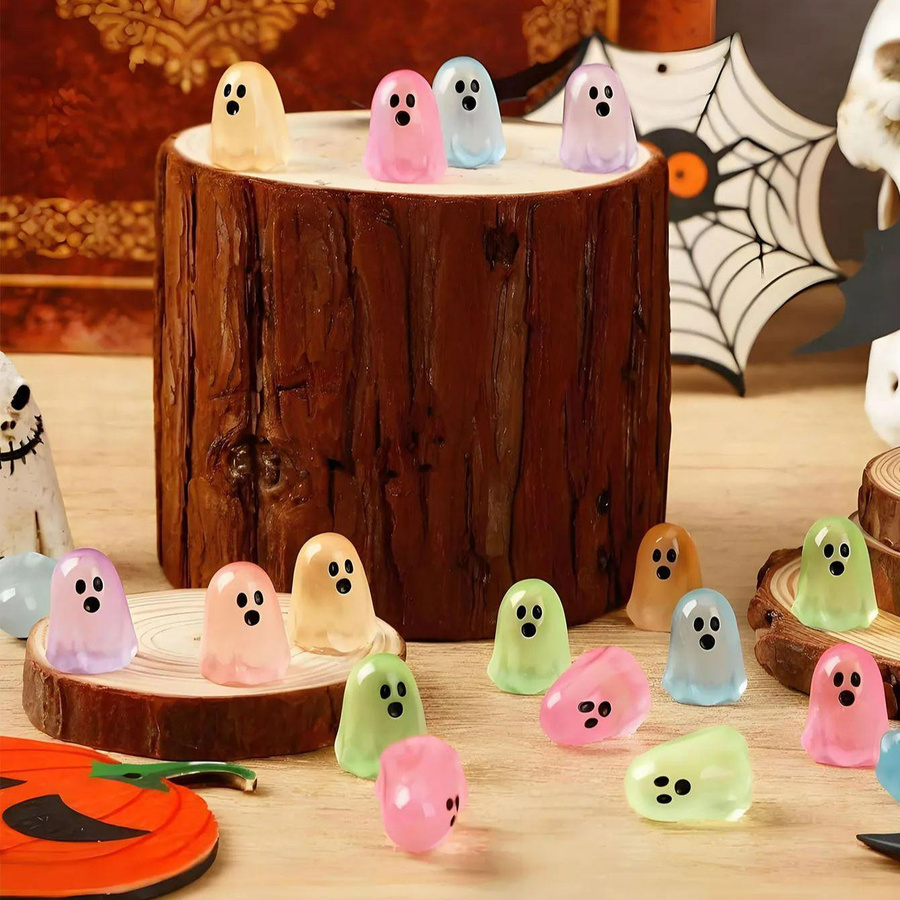 Wucifang Bags Halloween Mini Geisterfiguren aus Harz in Mehrfarbig leuchtet im Dunkeln - Bild 3