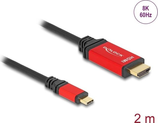 DeLOCK USB Type-C zu HDMI Kabel mit HDR Funktion, 8K 60 Hz, Farbe: Rot, Länge: 2 m - Bild 1