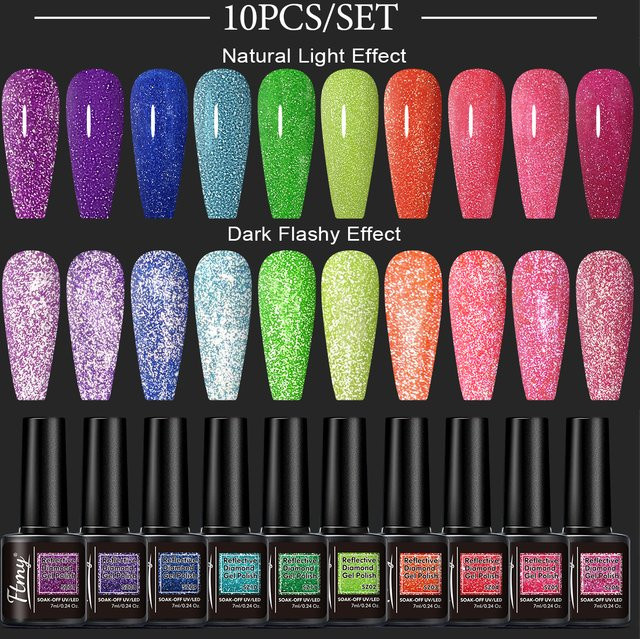 FTMY Set mit 10 Glitzer-Gel-Nagellacken, glänzend - Bild 1
