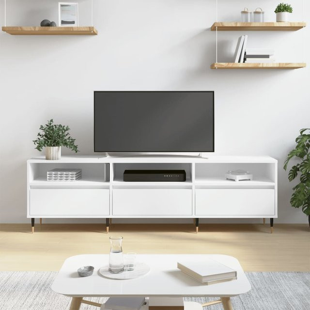 vidaXL TV-Schrank Weiß aus Holzwerkstoff und Eisen, B/T/H: 150 x 30 x 44,5 cm - Bild 2