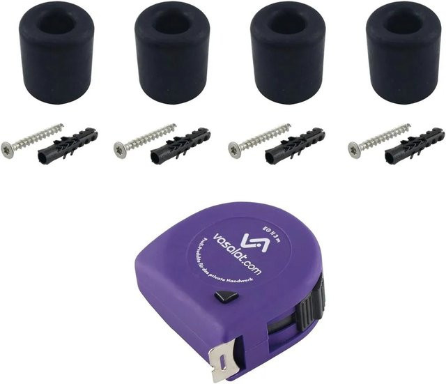 vasalat Set Gummistopper für Boden und Wand zum Schrauben, Farbe Schwarz, Durchmesser: 3,2 cm, Höhe: 3,2 cm - Bild 1