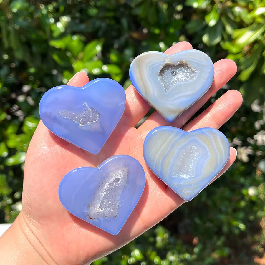 CrystalHola Blauer Achat-Geode-Herzkristall aus Quarz als Dekorationsobjekt - Bild 3