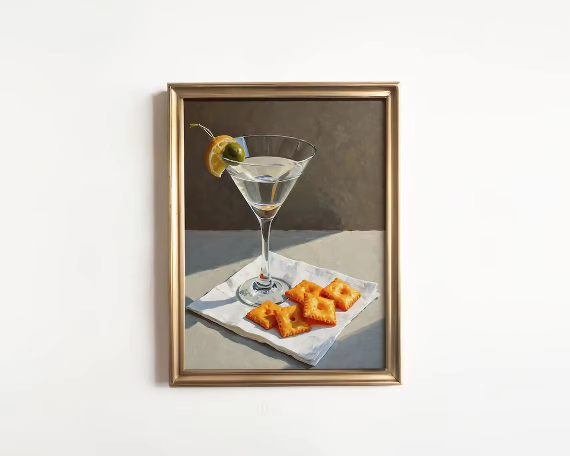 SHENCHEN Martini und Käsecracker Paper Poster im modernen Ölgemälde-Stil, Mehrfarbig - Bild 2