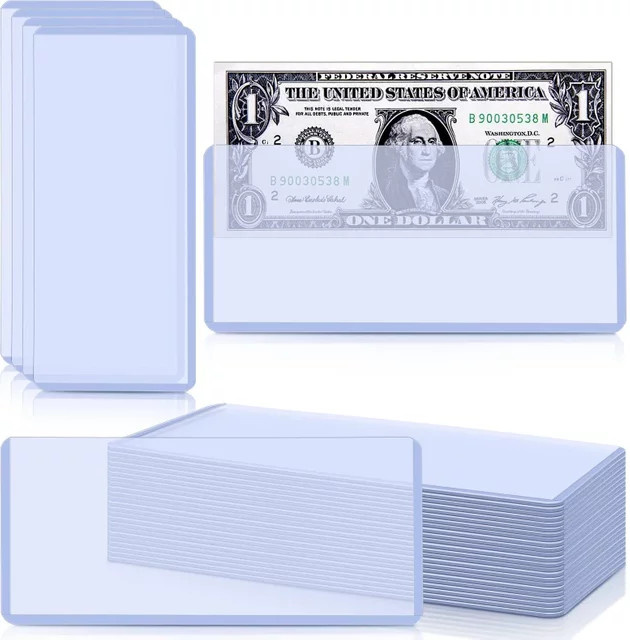 50 Stück transparenter Banknotenschutz aus starrem PVC für Sammler, wasserdichter Währungsschutz und Display-Organizer - Bild 1