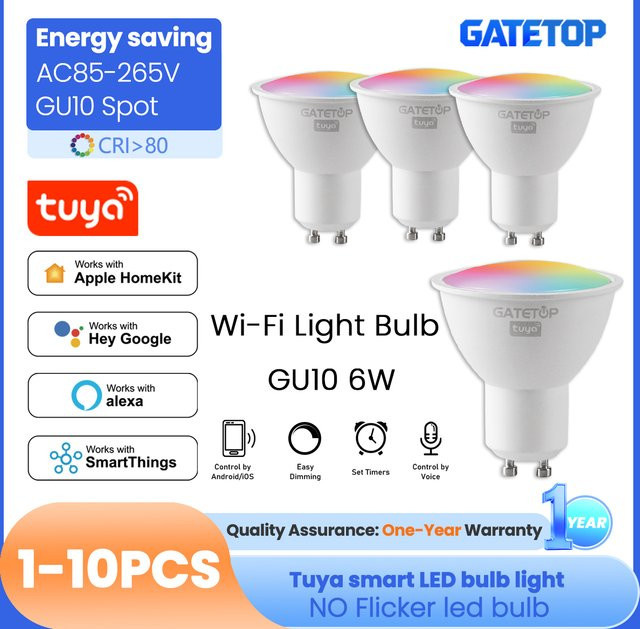 Tuya WiFi GU10 LED Strahler Smart Life App Steuerung dimmbar kompatibel mit Alexa und Google Assistant in Weiß - Bild 1