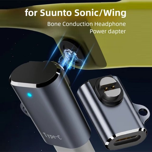 Suunto USB-C Ladeadapter aus Aluminiumlegierung mit LED-Anzeige und Magnetkonverter für Knochenleitungskopfhörer Suunto Wing und Sonic - Bild 1