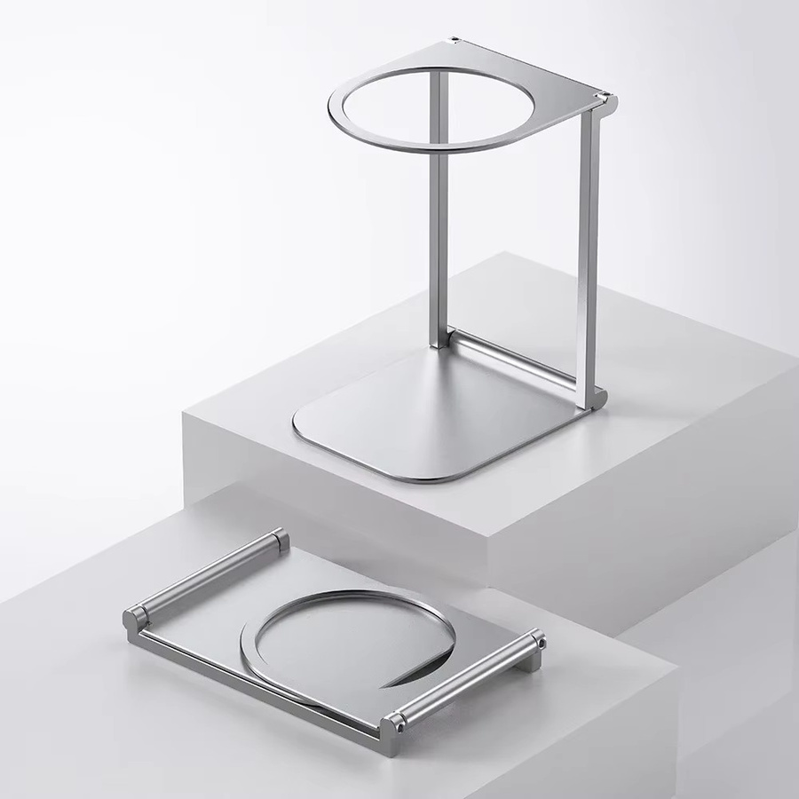 JUSTINLAU Tragbarer Kaffeemaschinenständer aus Edelstahl in Silber und Grau, faltbarer Kaffeefilterständer aus Metall - Bild 3