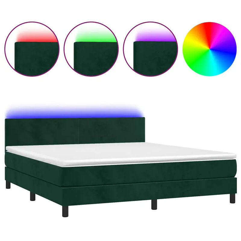 Vidaxl Kontinentalbett mit Matratze und LED in Grün aus Samt, B/T: 160 x 200 cm - Bild 2