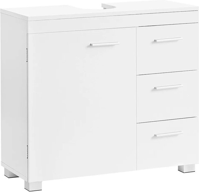 Vasagle Waschbeckenunterschrank für das Badezimmer mit 3 Schubladen, Weiß, B/T/H: 70 x 30 x 64 cm - Bild 1