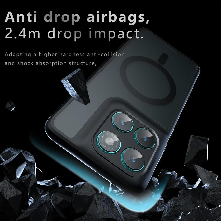 Magnetische kabellose Ladehülle für Motorola Edge 60 Pro 5G in Schwarz mit stoßfester mattierter Rückseite - Bild 4