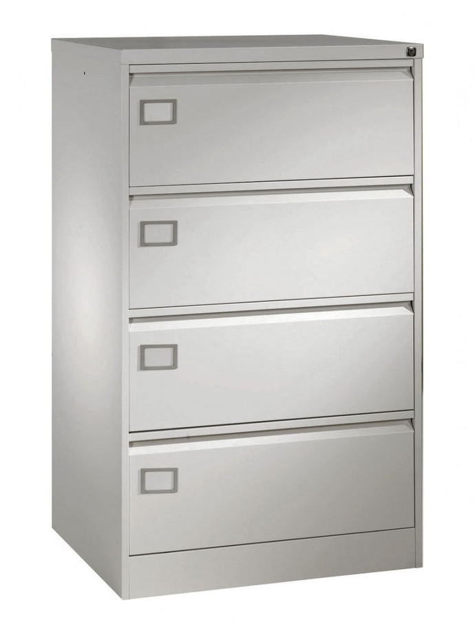 BIGBOXX Hängeregistraturschrank zweibahnig aus Metall in Grau Matt mit Schloss für dein Home Office - Bild 1