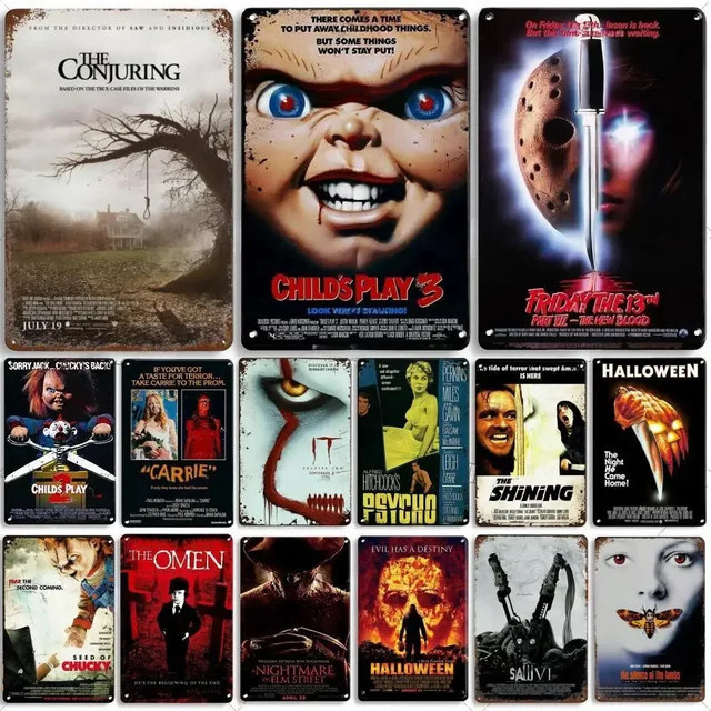 Retro Horrorfilm Metallschild HELLOYOUNG Wanddekoration für Garage und Bar - Bild 1