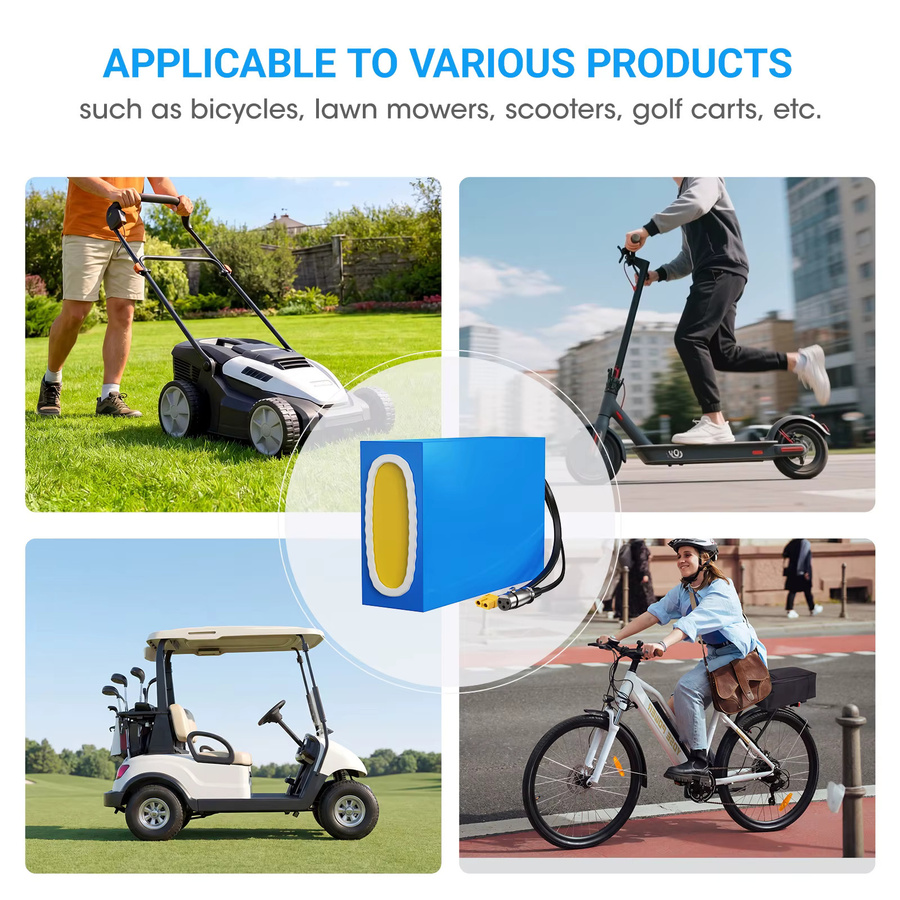 EFFIVOLT Wasserdichter Lithium-Ionen-Akkupack für E-Bike Umbau, 48V 52V 60V 72V 20Ah, Blau - Bild 3