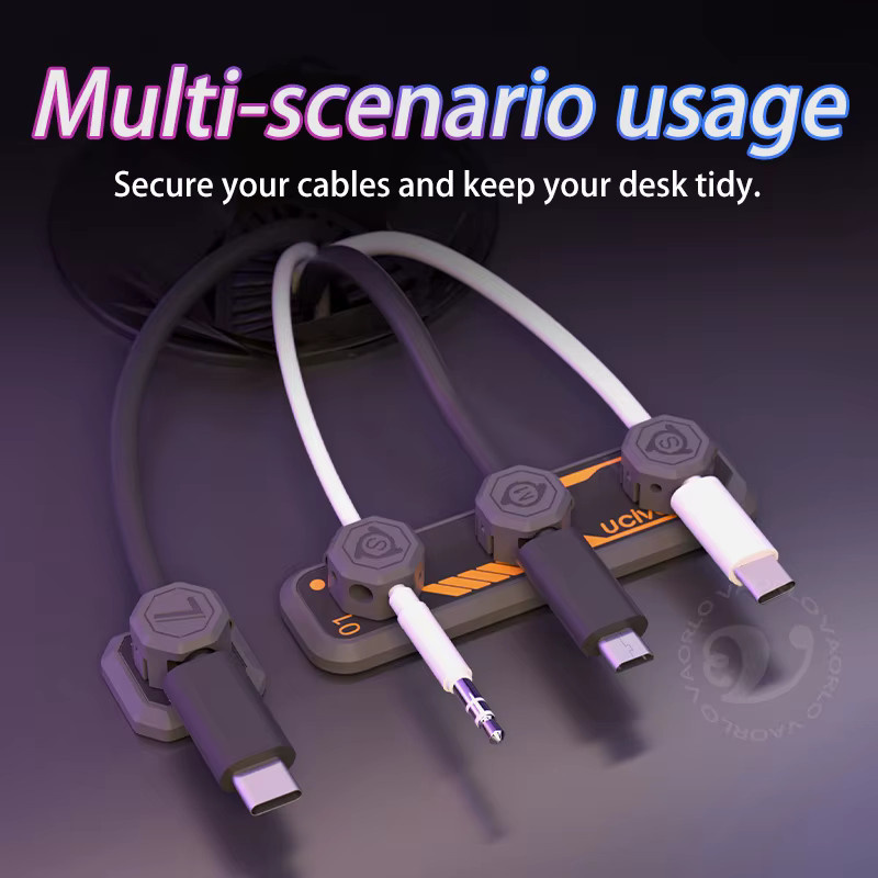 VAORLO Magnetischer Kabelaufwicklung Organizer in Schwarz für USB-Ladekabel, Kopfhörer und Maus zur Desktop-Aufbewahrung - Bild 3