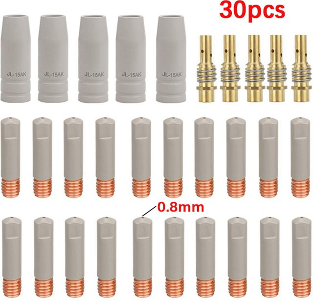 30er Set MIG Schweißdüsen aus Aluminiumlegierung mit Anti-Haft-Beschichtung für 15AK Schweißbrenner - Bild 1