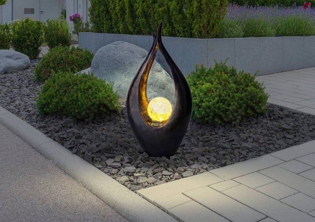 GLOBO Solarleuchte LED Kugelleuchte für den Außenbereich in Bronze und Orange, B/H/T: 13 x 50 x 26,5 cm - Bild 5