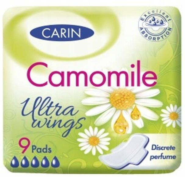 Carin Ultra Wings Kamille Slipeinlagen mit Flügeln, 9 Stück, Damen - Bild 1