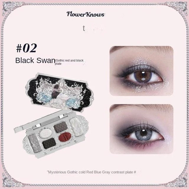 Flower Knows Schwan Ballett Lidschattenpalette, oliven schwarz, 6 Farben - Bild 1