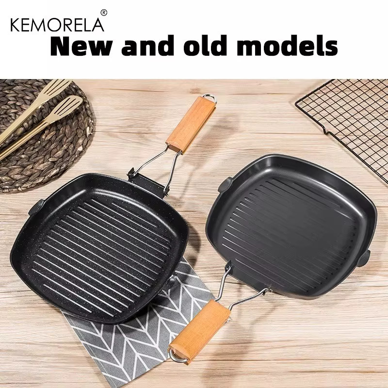KEMORELA Faltbare Grillpfanne aus Aluminium mit Antihaftbeschichtung in Schwarz, Durchmesser: 22 cm - Bild 2