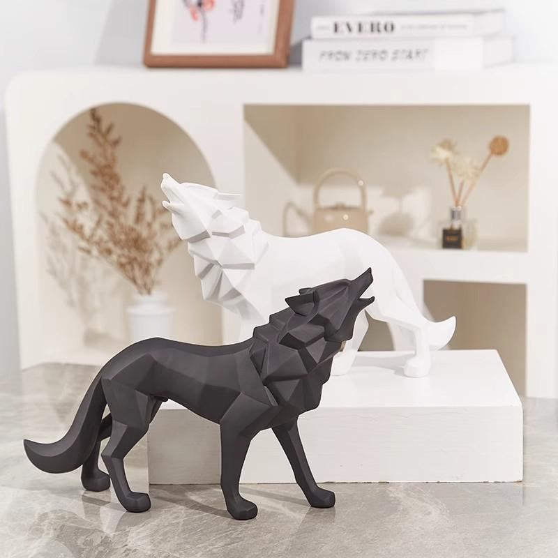 Yiran Furniture Geometrische Wolf Ornamente aus Kunstharz für die moderne Heimdekoration - Bild 1