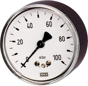 Riegler Kapselfedermanometer aus Stahl, Farbe Silber, G 1/4 hinten zentrisch, Messbereich 0 - 100 mbar, Durchmesser 63 mm, Artikelnummer 5823 - Bild 1