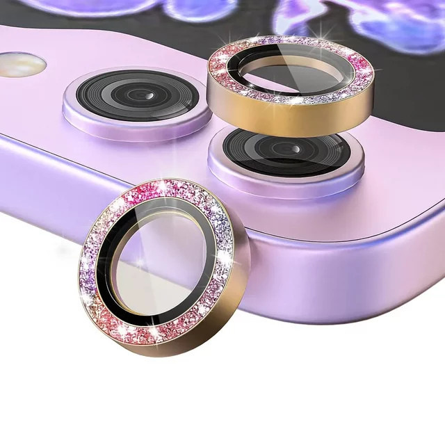 Luxus Glitter Kamera Objektiv Schutz für Samsung Galaxy Z Fold 6 5 4 3 und Z Flip6 5 in Schwarz mit Diamant Metall Ring und Glas Abdeckung - Bild 1