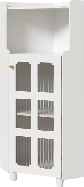 okwish Eckschrank mit LED-Beleuchtung und App-Steuerung, moderne Kommode mit Glastüren in Weiß, B/T/H: 63,5 x 40,0 x 124,0 cm - Bild 1