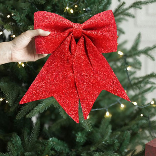 WINTOGETHER Weihnachtsbaum Ornamente mit Pailletten Schleifen in Rot als DIY Weihnachtsdekoration und Requisiten - Bild 1